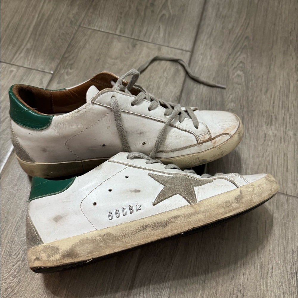 Golden Goose White and Brown Sneakers